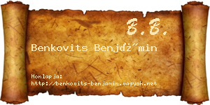 Benkovits Benjámin névjegykártya