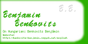 benjamin benkovits business card